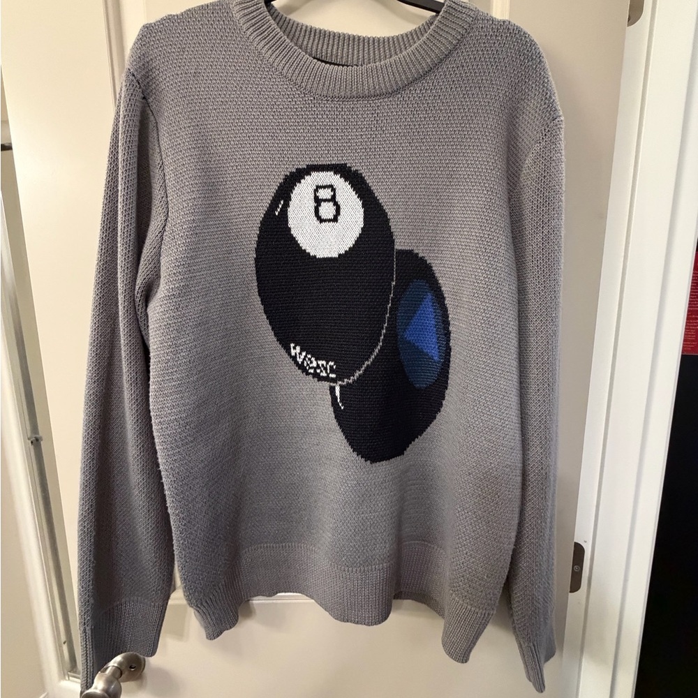 Wesc Gray Crewneck Sweater with 8-Ball Design